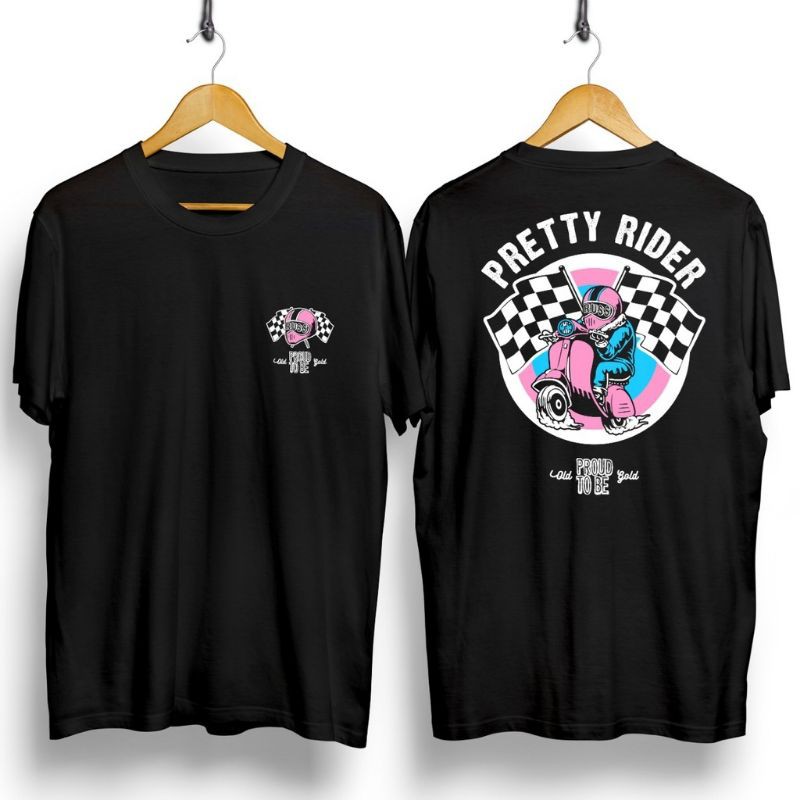 Fourfashion Kaos Pria Kaos Distro PRETY RIDER Black CN813