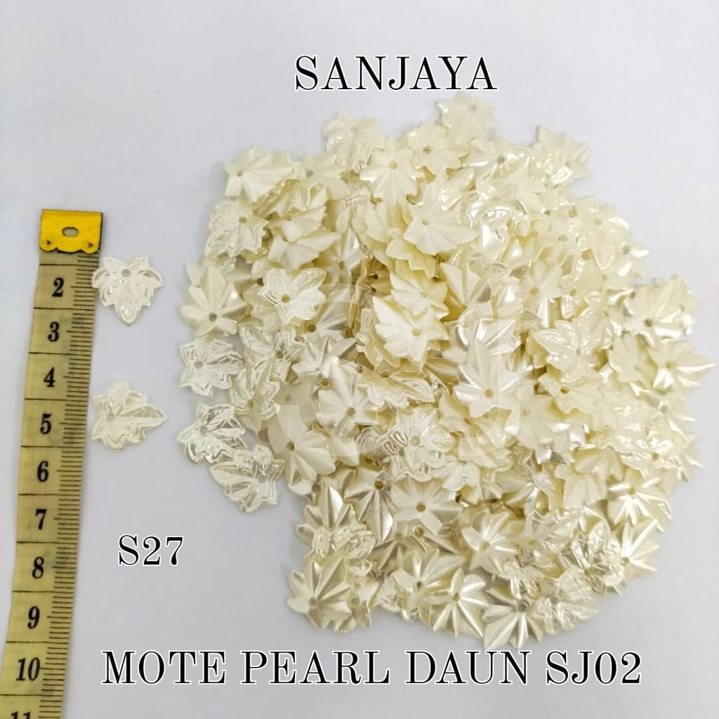 MOTE PEARL / MANIK DAUN AKRILIK / MANIK PEARL DAUN / MOTE PEARL DAUN S27 SJ02