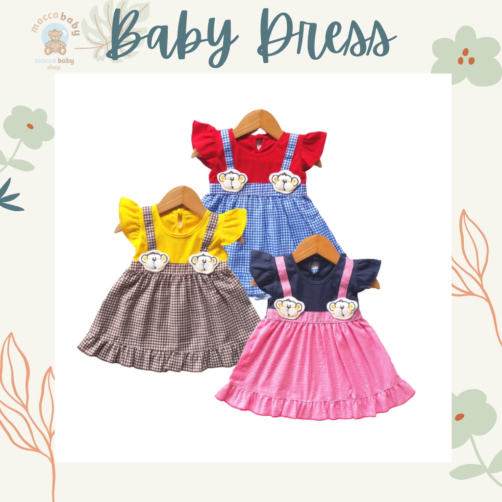 MBSS - QIU2 LITTLE MONKEY Baju Bayi Model Dress MURAH Baby Girl (0-6 bulan)  Dress Anak Perempuan