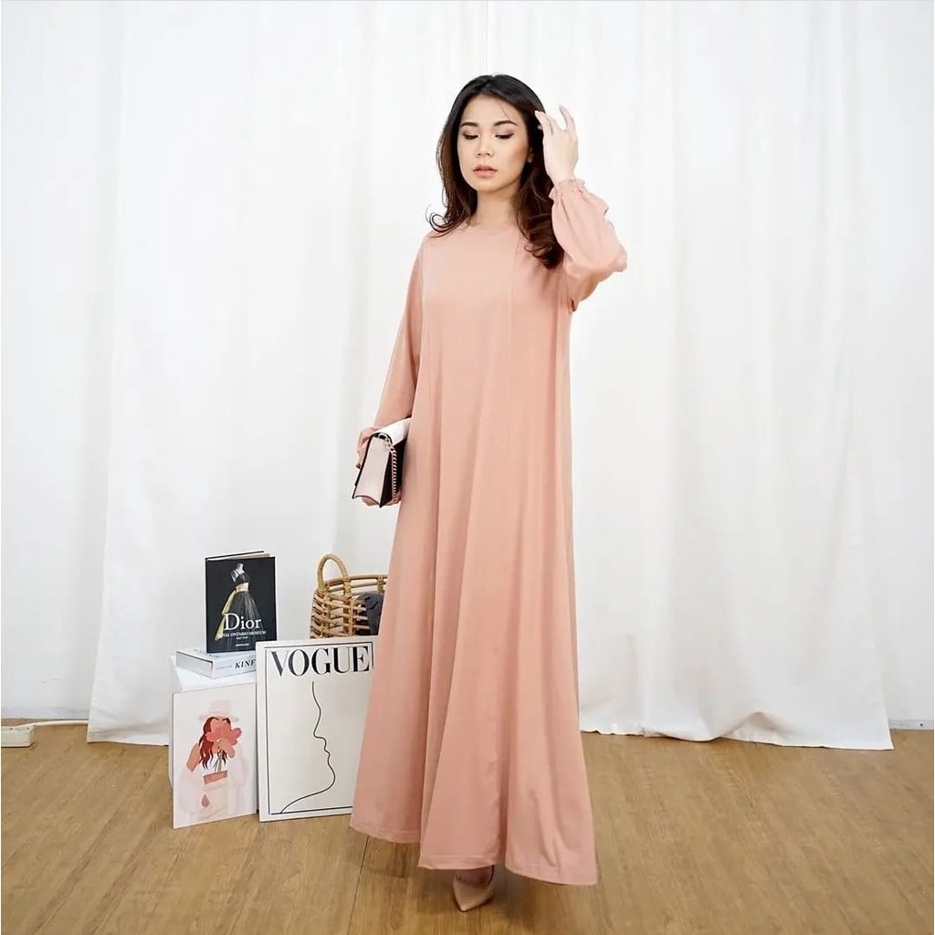 BEFAST - ZEC OOTD Wanita Dress Gamis SELLA / Naima Oversize Long Dress SOFT SPANDEK / LongDress Wanita Kekiniaan Remaja / Dress Jumbo Polos Formal / Dress Casual Wanita / Fashion Wanita Muslimah / Dress Lengan Panjang