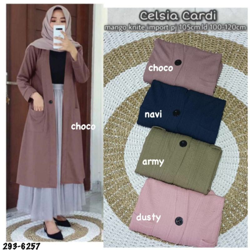 (SALE)Cardygan panjang wanita muslimah/Long cardy kekinian CELSIA CARDY by Fashion hijab solo-1