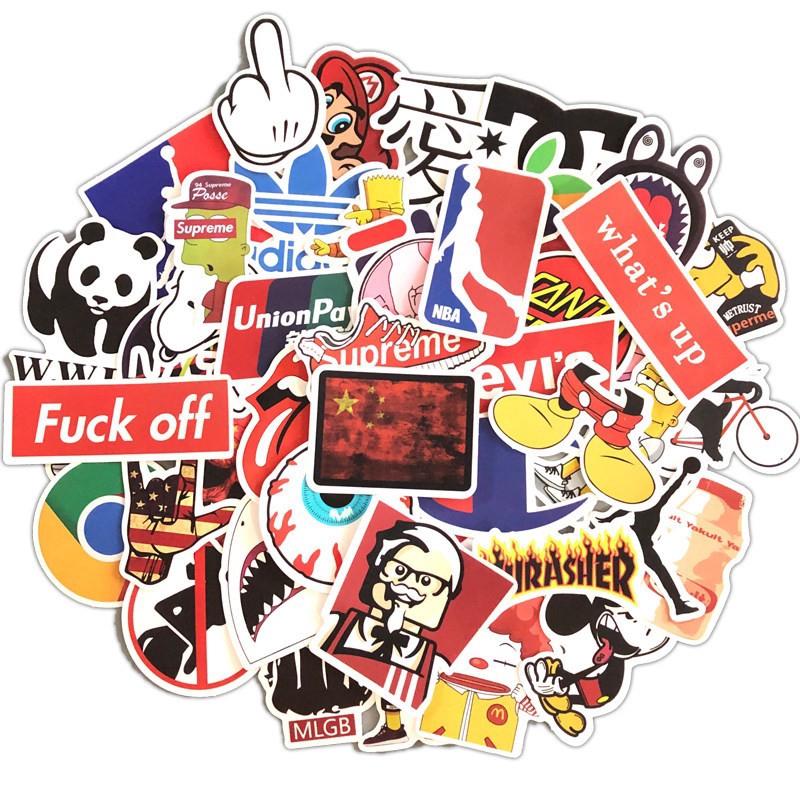 Cool Brand Stickers 100 Pack Decals for Laptop Computer Skateboard Water Bottles Car Teens Sticker