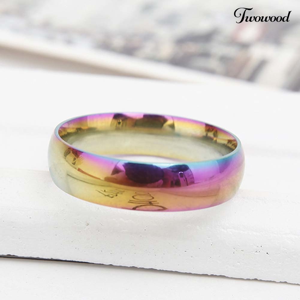 Cincin Pasangan Bahan Stainless Steel Warna Pelangi Untuk Hadiah Pernikahan