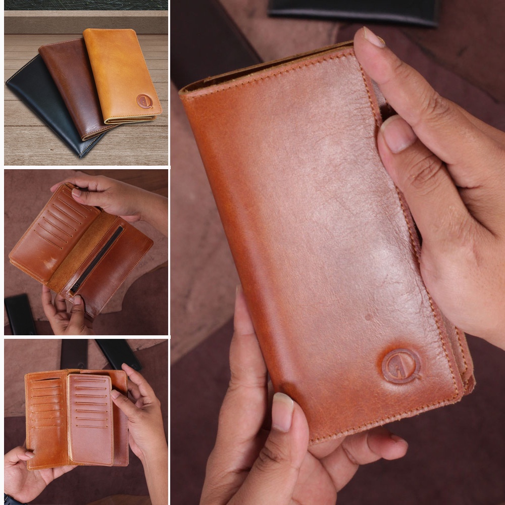 Dompet pria wanita unisex 21 card slot bahan 100% KULIT SAPI ASLI  kualitas eksport F012 Q terlaris