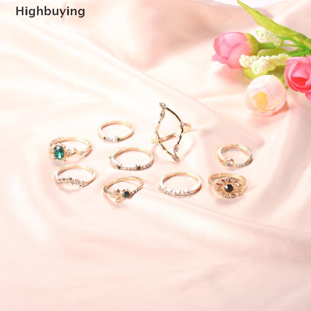 Hbid 9Pcs / Set Cincin Buku Jari Aneka Bentuk Gaya Bohemia Untuk Wanita