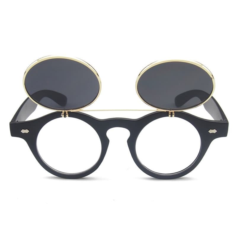 Kacamata Fashion Double Frame Steampunk - Black