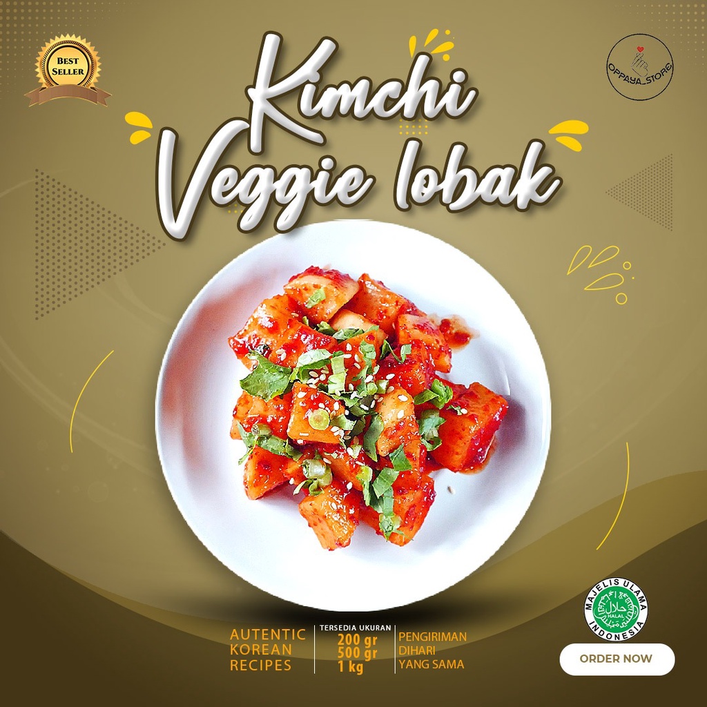 

Vegetarian Kimchi Lobak 500Gr Halal korea Vege Lobak Dadu