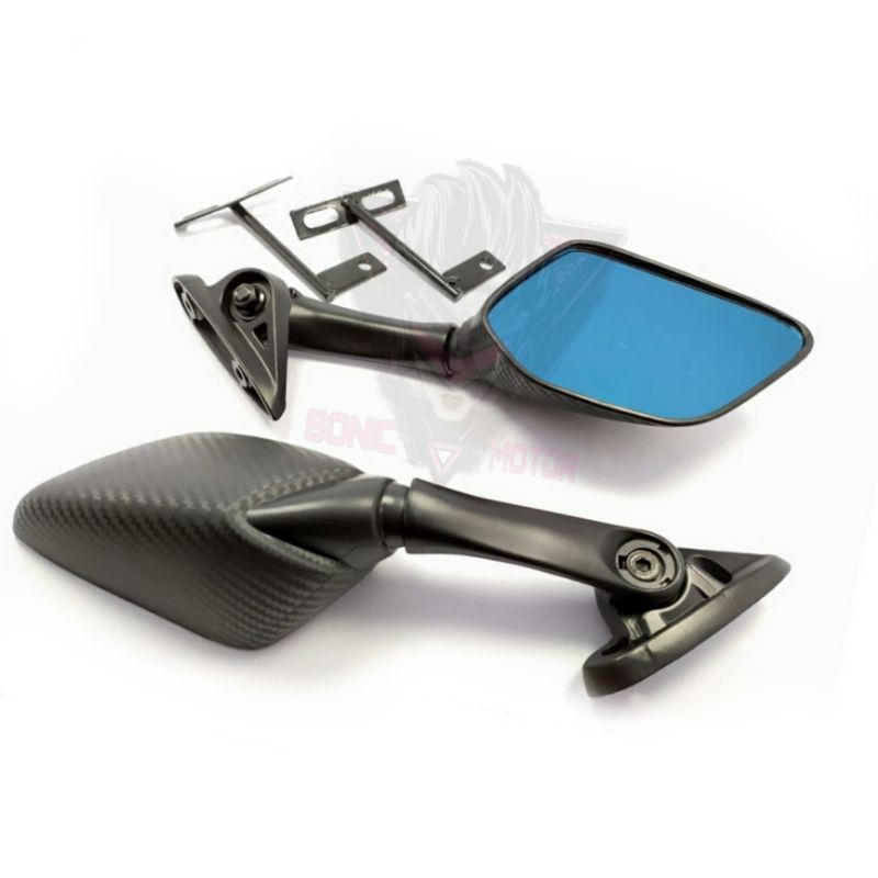 SPION R15 TANGKAI PENDEK CARBON SPION R25 TANGKAI PENDEK KARBON KACA BIRU NMAX NINJA 150 CB150 DLL