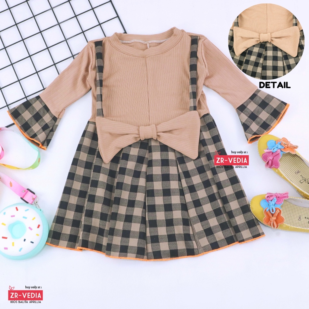 Overall Kirei uk 3-4Tahun / IMPORT Dres Lengan Panjang Baju Gaun Pesta Anak Perempuan Adem Murah