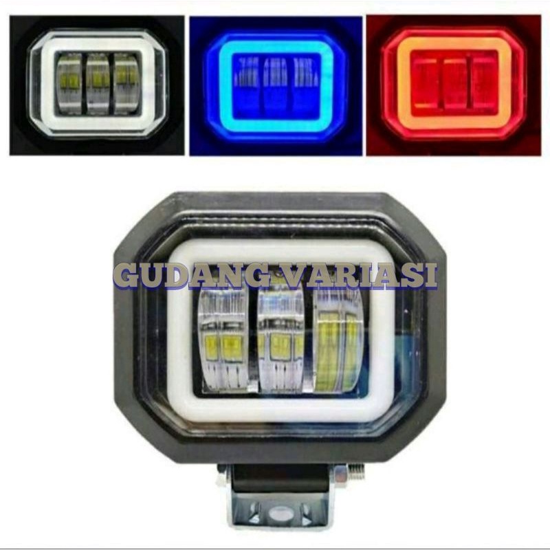 LAMPU DEPAN DAYMAKER MINI 3 LENSA BULAT DAN KOTAK / LAMPU SOROT DAYMAKER 3 MATA LED KOTAK DAN BULAT SUPER TERANG