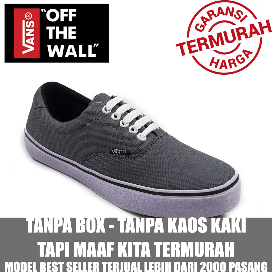 CUCI GUDANG !!! Sepatu Sneakers Pria Vans  Era Authentic Grey Casual Kets Sekolah TANPA BOX GROSIR