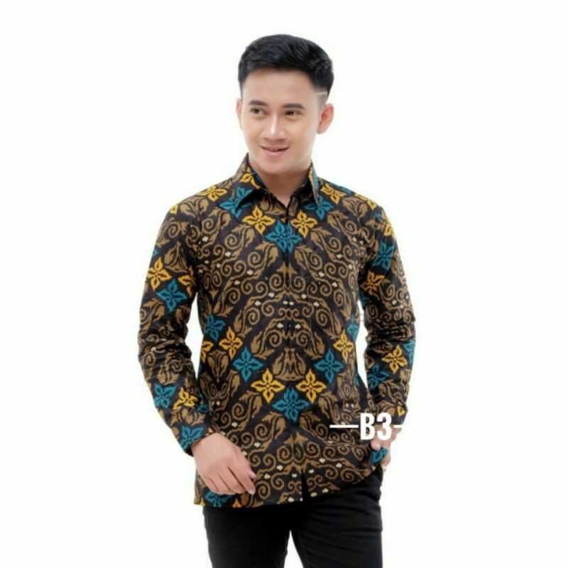 COUPLE BATIK TUNIK KEMEJA EMHABATIK BATIK TERLARIS top-Kemeja bintang ijo