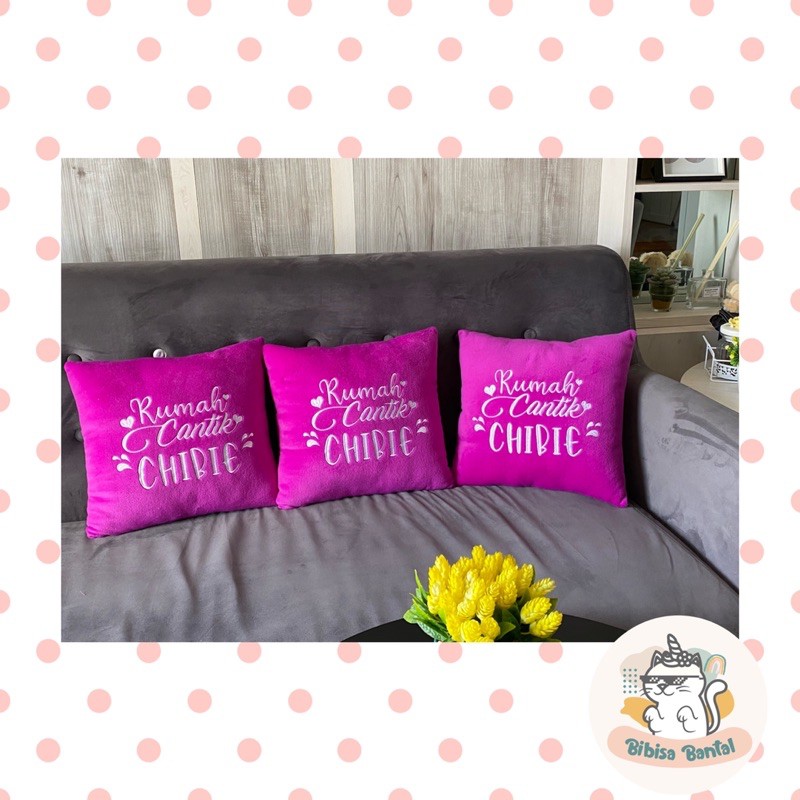 BANTAL SOFA KOTAK CUSTOM TULISAN BORDIR