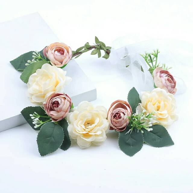 Ivory cream rose premium flower crown