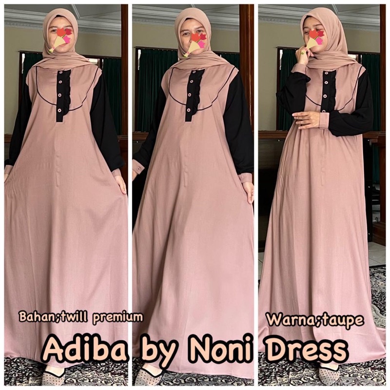 Daster Arab Noni ADIBA Maxi Dress Long Dress Gamis Premium Twill
