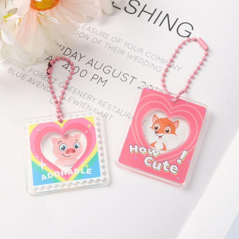 ❈ROWAN❈ 1 inch Photocard Holder Transparent Idol Photo Sleeves Key Chain School Stationery DIY Star Chasing Pendant Acrylic Photo Frame