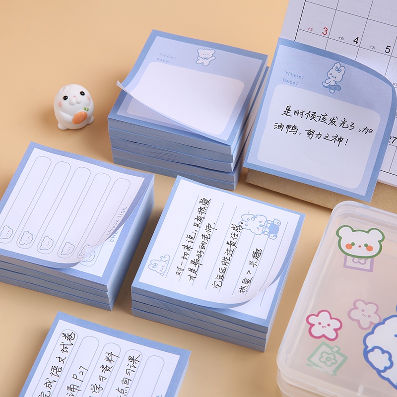 80 Sheets Cute Cartoon Sticky Notes Mini Simple Tearable Message Book