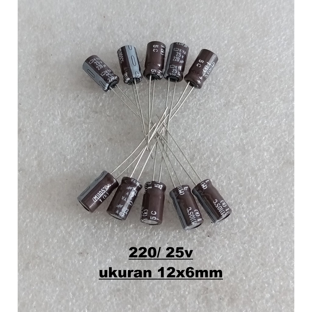 Capacitor Elco 220uf 25v 12x6 10pcs