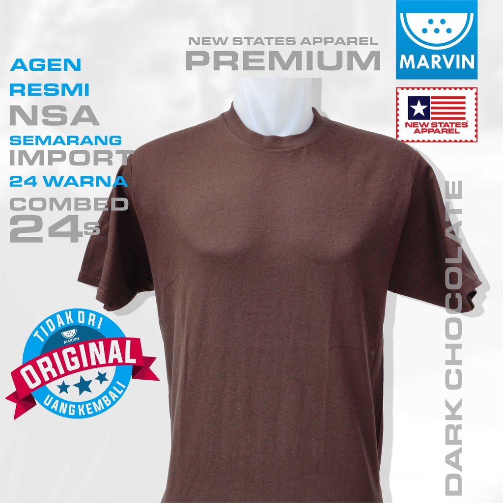 Kaos polos coklat import lengan pendek cotton combed 24s new states apparel premium dark choco pod p