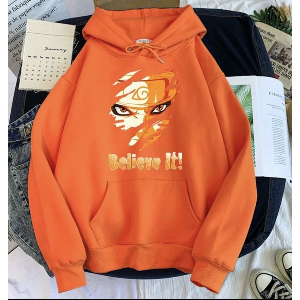 BELIEV IT! NARUTO Anime Jumper Hoodie II Sweater Hoodie Anime II Sweter Oblong Topi Sz M - XL ( Pria &amp; Wanita / Anak &amp; Dewasa )