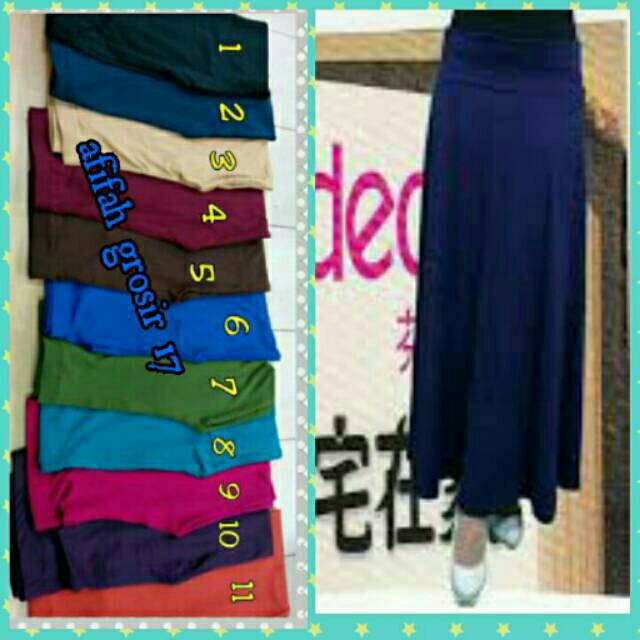 Rok Panjang Polos tersedia bahan spandek licin & spandek kaos