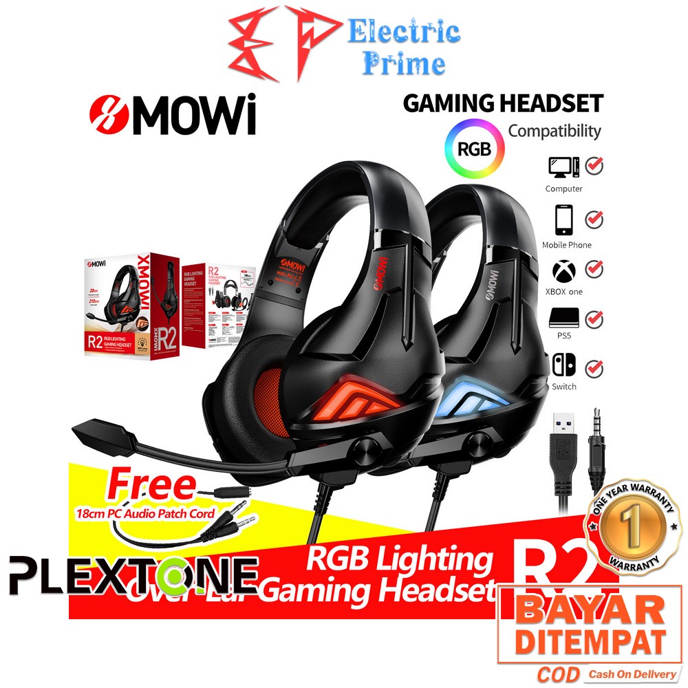 PLEXTONE XMOWI R2 Gaming Headset RGB Lighting HiFi Sound Quality Rotary Mic Headphone PUBG PS5 XBOX