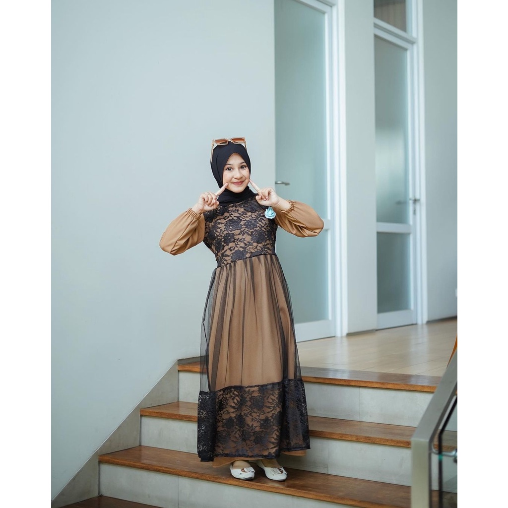 BISA COD - NAURA DRESS KIDS - DRESS ANAK LEBARAN - GAMIS ANAK