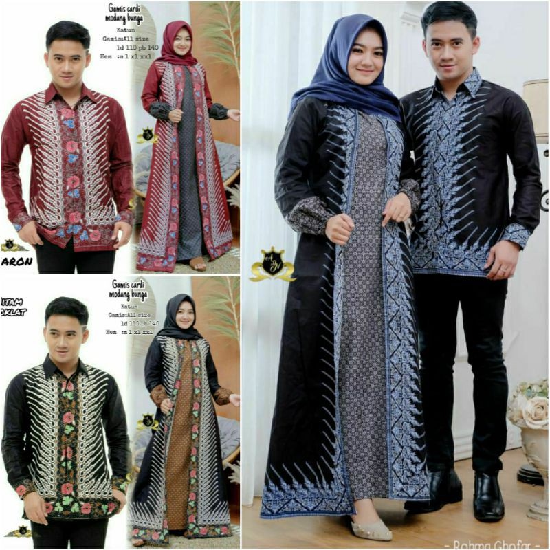 Batik Couple Cardi Modang Gamis Jazzy Keluarga Sania Ruffle Ori Ndoro Jowi dnt