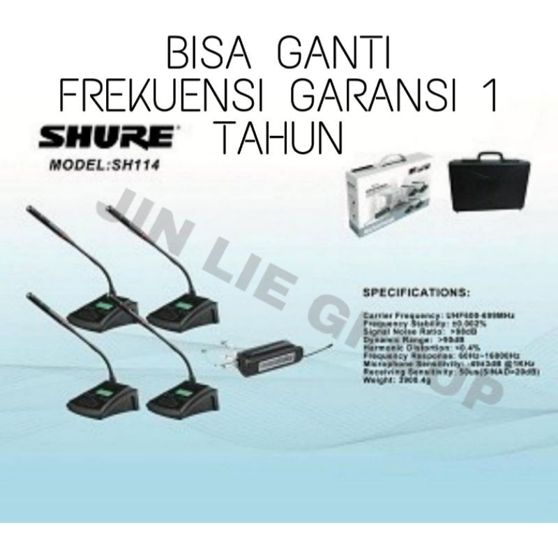 MIC MEJA ISI 4 WIRELESS SHURE SH 114 BISA GANTI FREKUENSI GARANSI 1 TAHUN