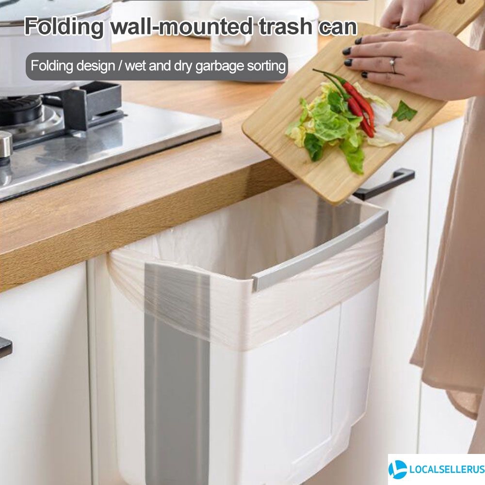 Wall Mounted Folding Waste Bin Kitchen Cabinet Door Hanging Trash Bin Garbage Car Trash Can L Shopee Indonesia