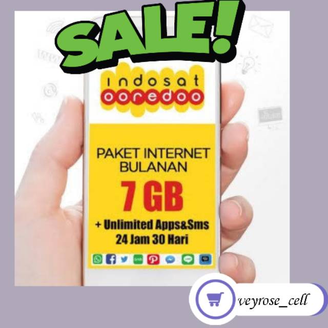 (Termurah) KUOTA INDOSAT UNLIMITED 7GB + App 30HARI