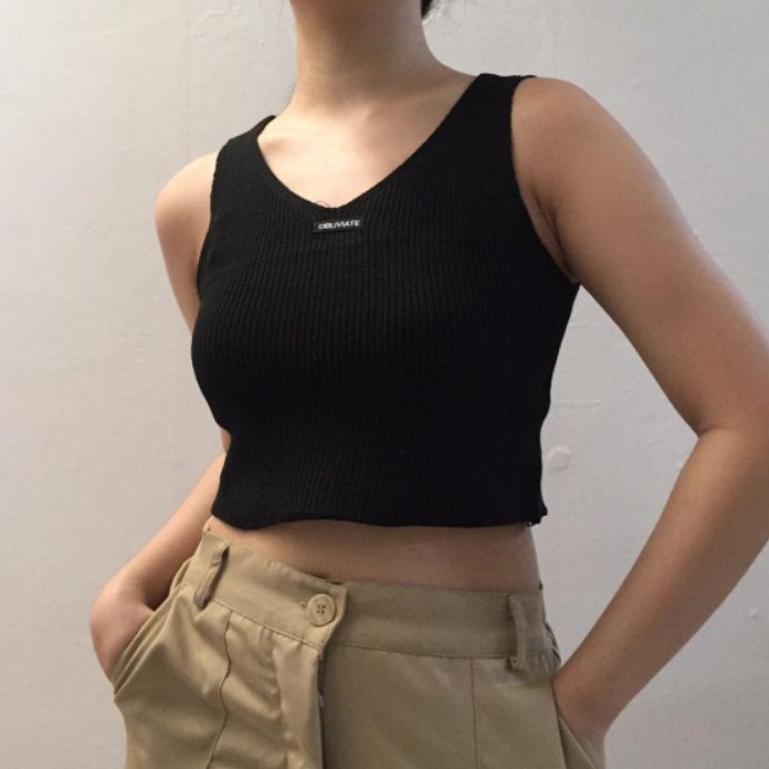Jane Korean Knit Tank Top - Korean Crop Top - Korean Tank Top