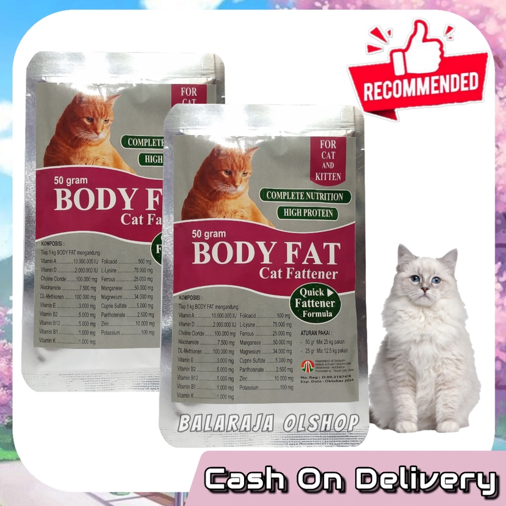 Body Fat Cat 50g Vitamin Penggemuk Kucing Sachet Bubuk Nutrisi Powder Bodyfat