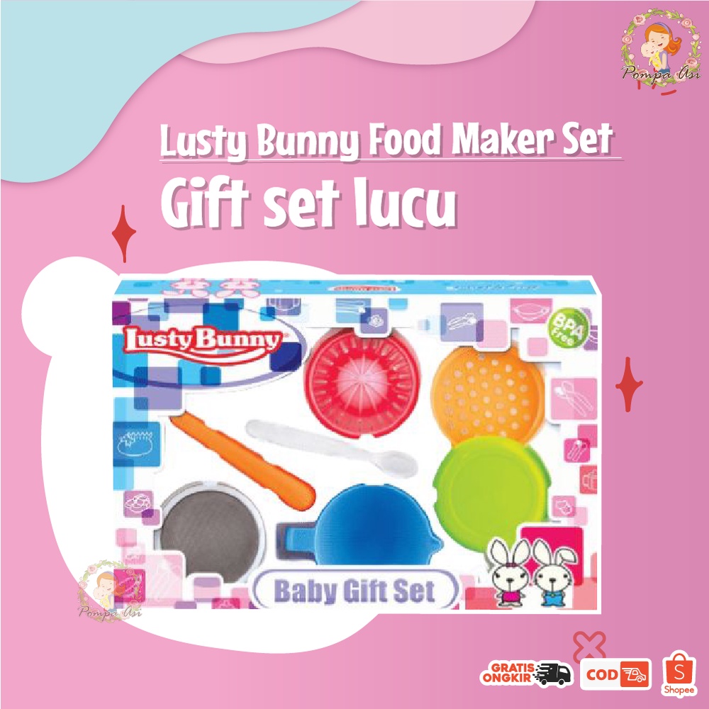 Perlengkapan Alat Makan Lusty Bunny Food Maker Set Hampers Hadiah Kado Bayi New Born By Mallpompaasi