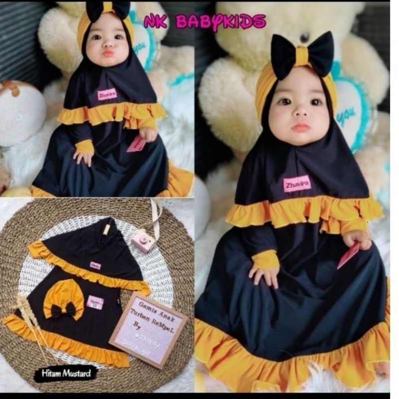 Gamis anak bayi marwah kids / gamis set khimar anak lucu / gamis cantik free tuban / gamis