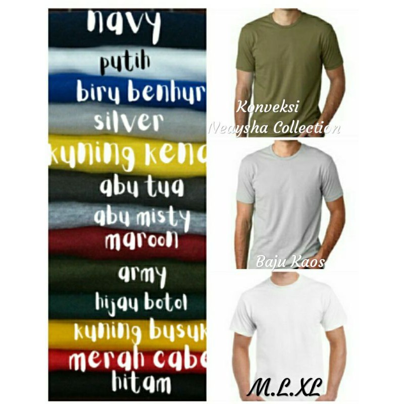 Baju kaos oblong pria/wanita lengan pendek bahan cotton combed 30s konveksi neaysha collection