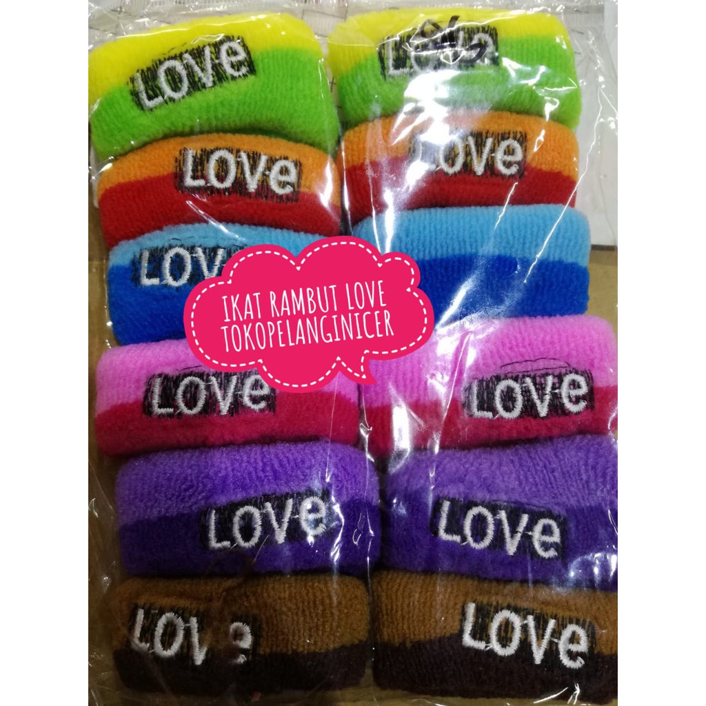 IKAT RAMBUT Kuncir Karet LOVE TOKOPELANGINICER