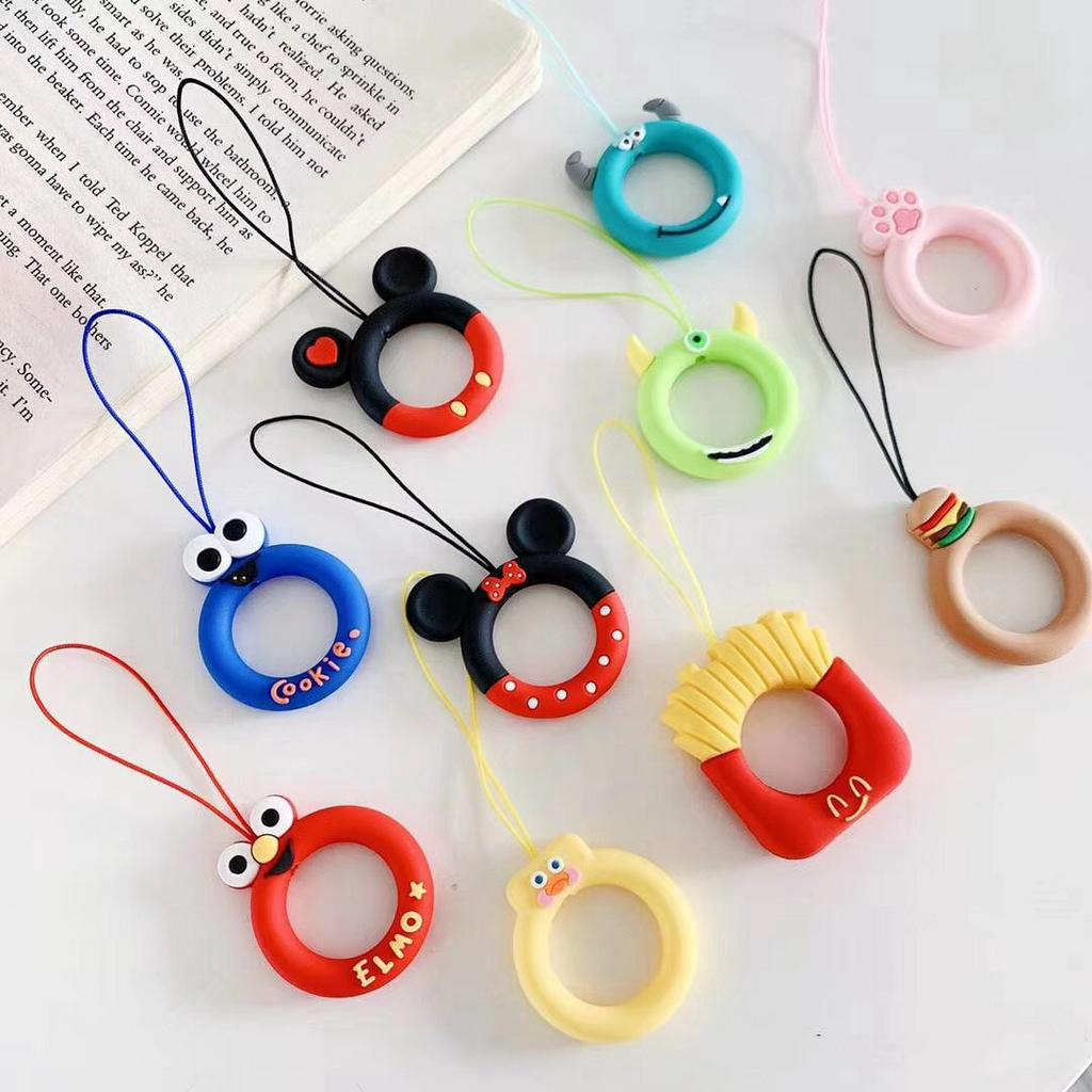 New Cartoon Mobile Phone Lanyard Silicone Ring Ring Accessories Mobile Phone U Disk Key Universal Anti-drop Short Donut