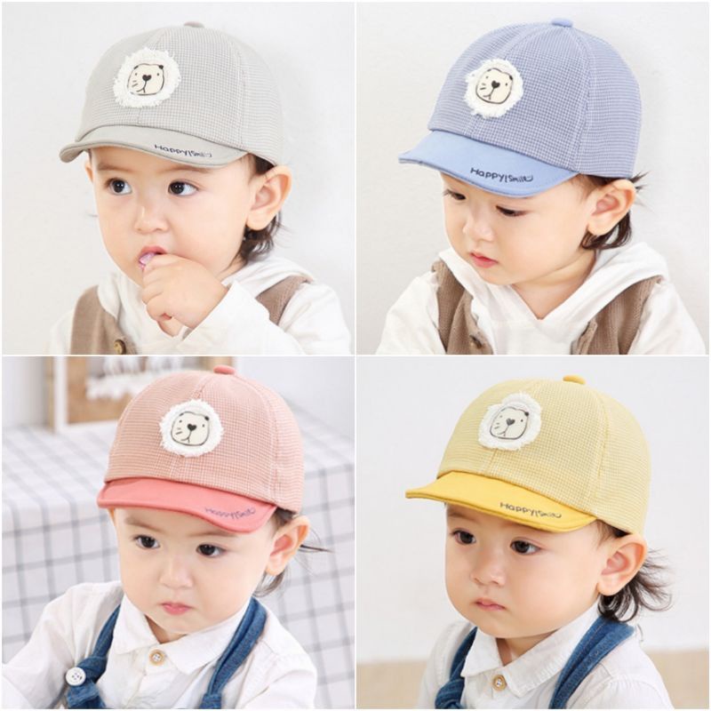 Topi baseball bayi Happy Lion cartoon singa lucu import