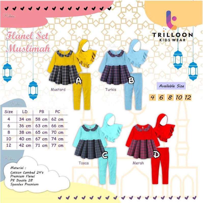 Setelan anak Flanel Set Muslimah By Trilloon