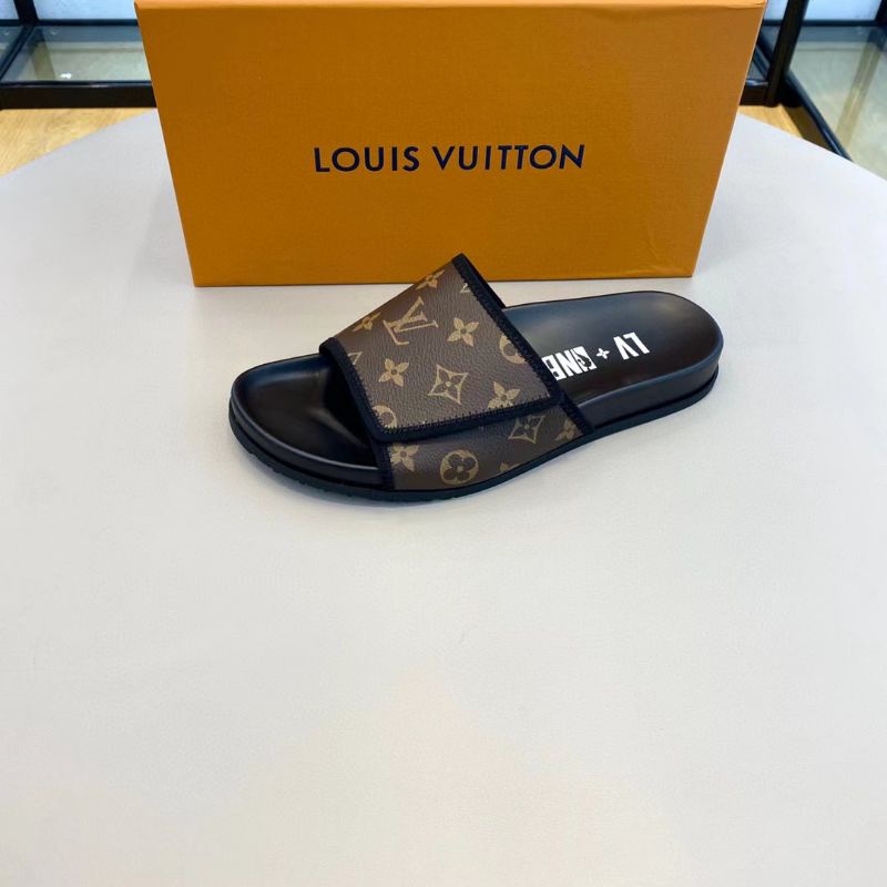 sandal lv pria slide selop flat slippers cowok sendal mirror top