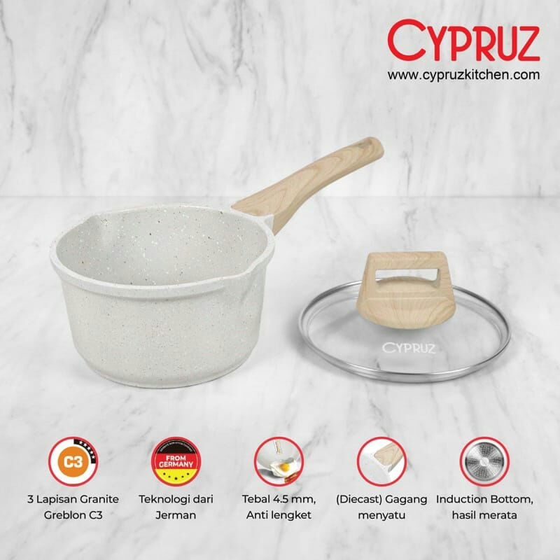 Cypruz Sauce Pan White Granite Greblon Diecast
