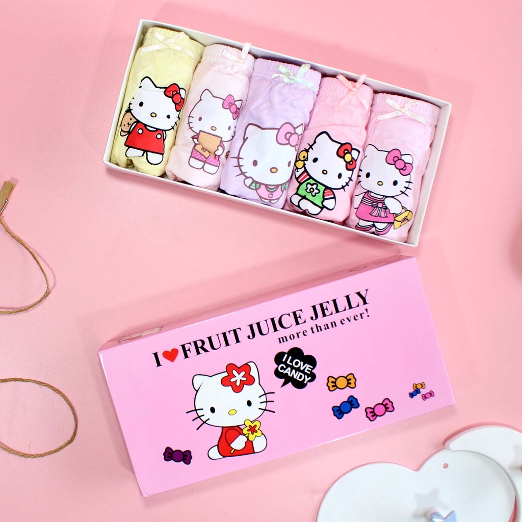 SET Celana Dalam Anak Perempuan HELLO KITTY Sofia Celana Dalam Anak dengan Box Kolor Anak Perempuan Import HELO KITI