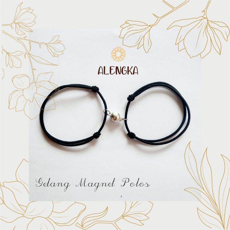 (2 pcs) Gelang Magnet Couple - Gelang Inisial Magnet. gelang elastis hitam