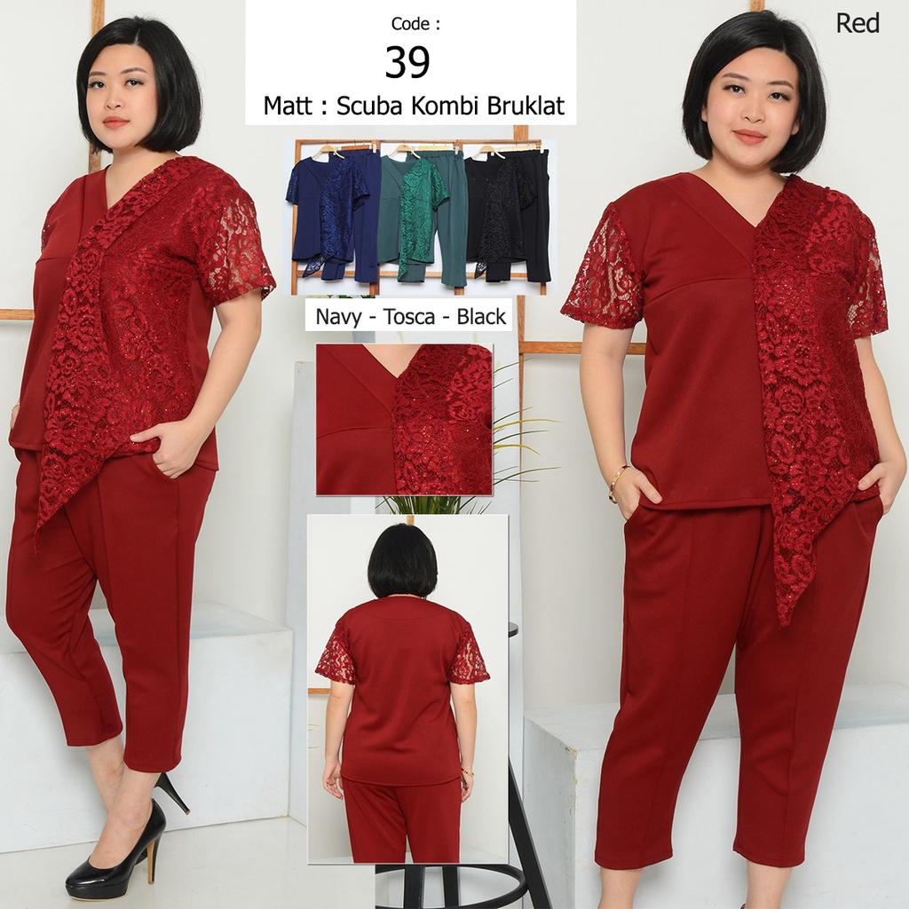 Setelan Wanita Jumbo Scuba 39 - Set Wanita BIG SIZE Wanita Terbaru Jumpsuit & Playsuit Bisa Bayar Di