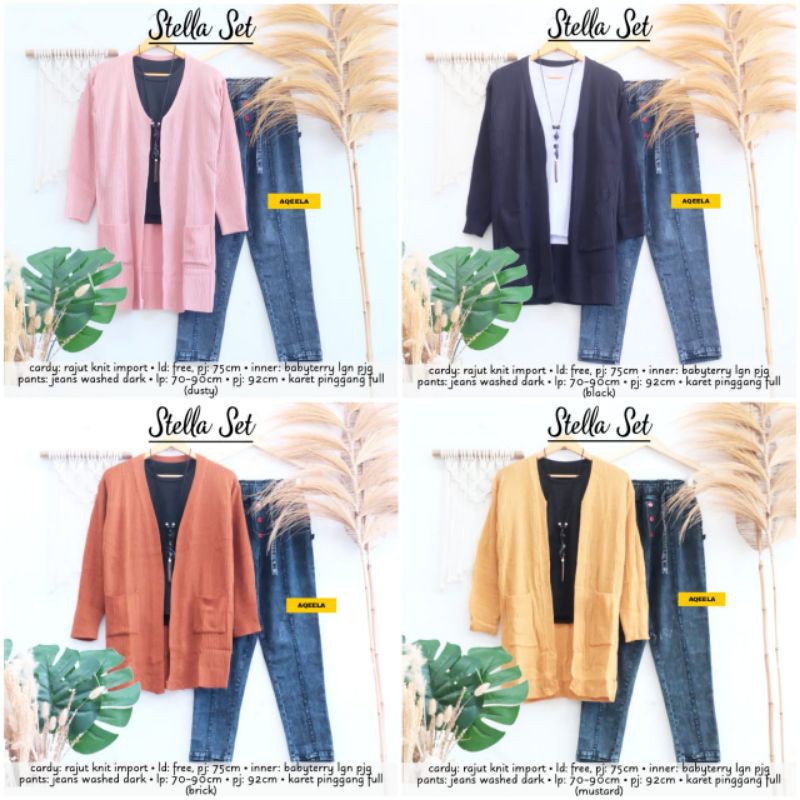 BAJU OOTD KEKINIAN STELLA SET CELANA JEANS WASH DARK