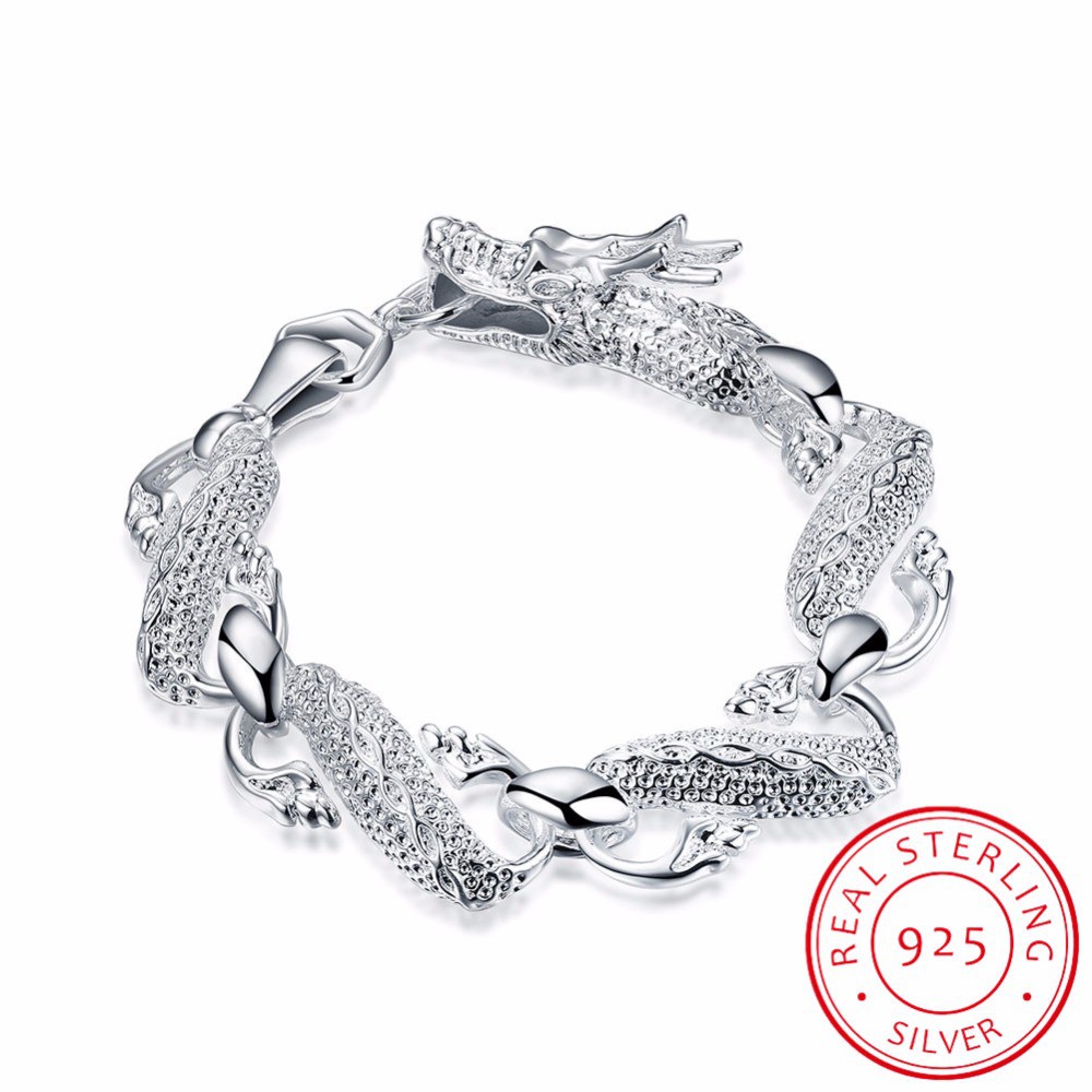 925 Sliver White Naga White Dragon gelang rantai gelang 925 Sliver White Naga White Dragon gelang rantai gelang