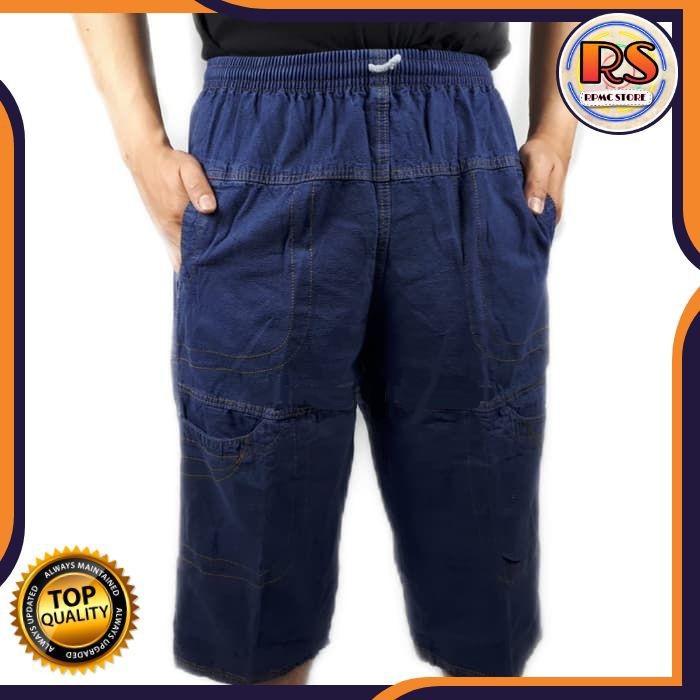 RS24 CELANA  PENDEK 7 8 CARGO  PRIA DENIM SANTAI CELANA  