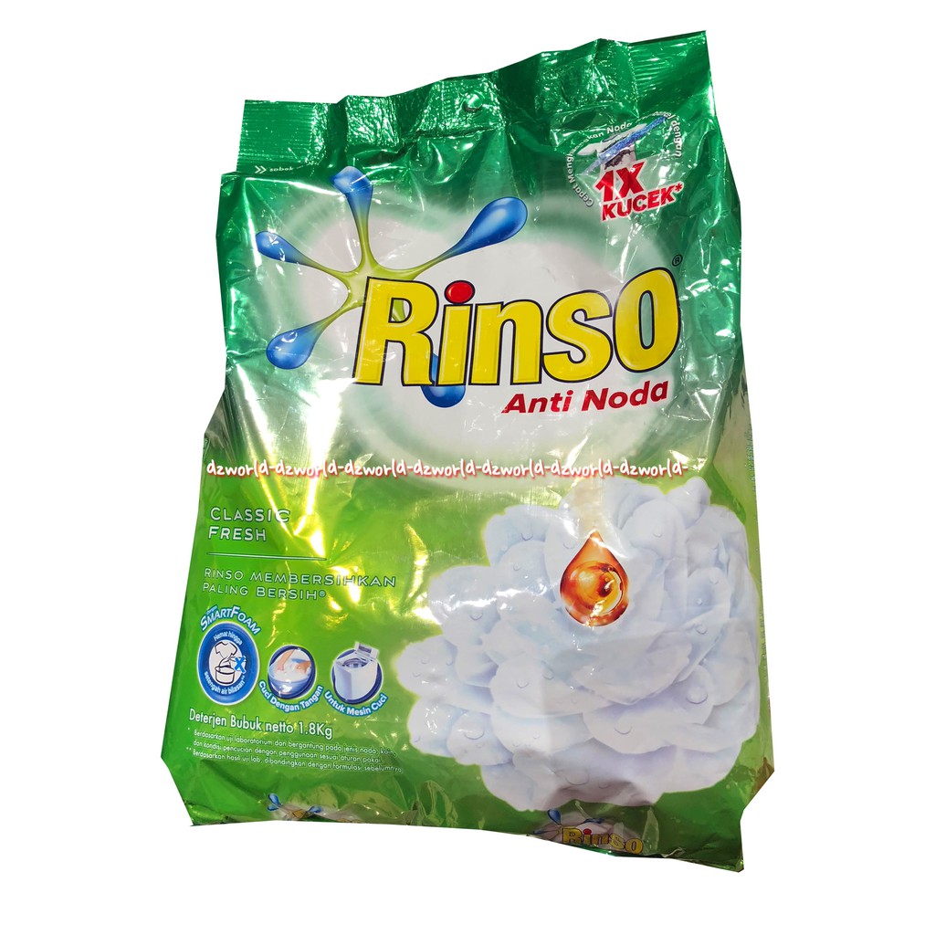 Rinso Anti Noda Classic Fresh 2kg 1x Kucek Detergen Bubuk Rinso Penghilang Noda Rinso Powder Sabun Cuci Baju Pakaian