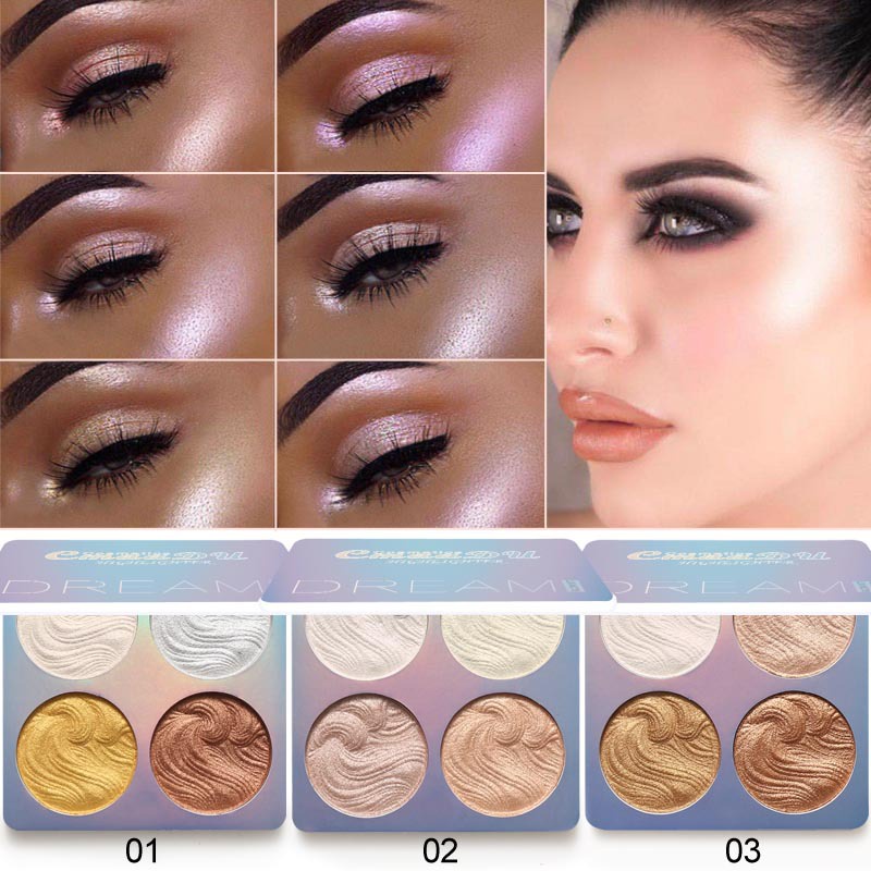 HIGHLIGHTER DREAM CMAADU 4 COLORS BAKED HIGHLIGHTER POWDER PALETTE KODE 4SKF